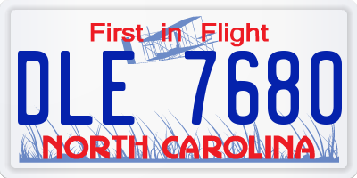 NC license plate DLE7680