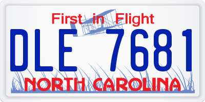 NC license plate DLE7681