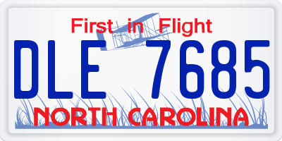 NC license plate DLE7685