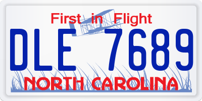 NC license plate DLE7689