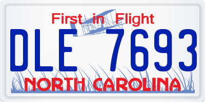 NC license plate DLE7693