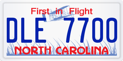 NC license plate DLE7700