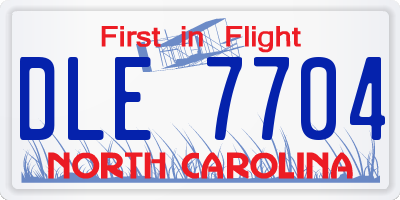 NC license plate DLE7704
