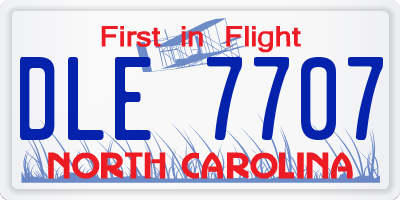 NC license plate DLE7707
