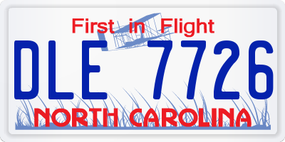 NC license plate DLE7726