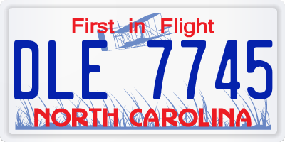 NC license plate DLE7745