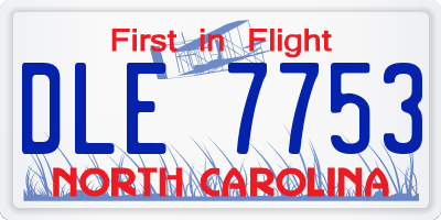 NC license plate DLE7753