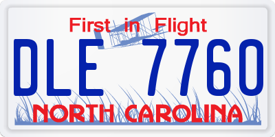 NC license plate DLE7760