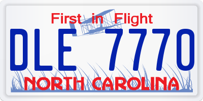 NC license plate DLE7770
