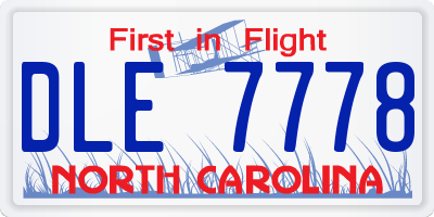 NC license plate DLE7778