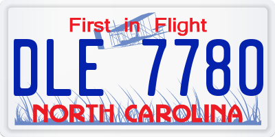 NC license plate DLE7780