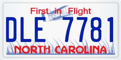 NC license plate DLE7781