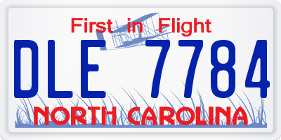 NC license plate DLE7784