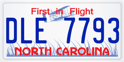 NC license plate DLE7793