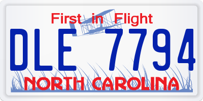 NC license plate DLE7794
