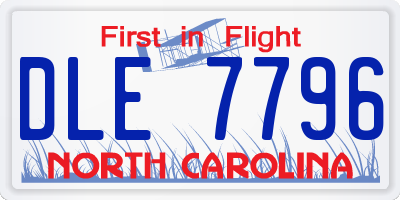 NC license plate DLE7796