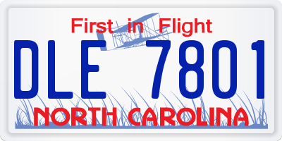 NC license plate DLE7801