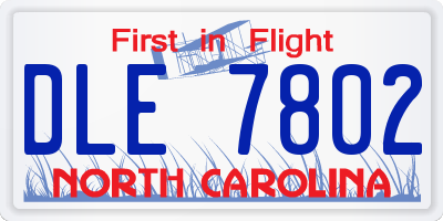 NC license plate DLE7802