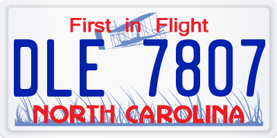 NC license plate DLE7807