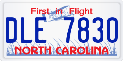 NC license plate DLE7830
