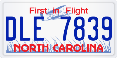 NC license plate DLE7839