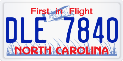 NC license plate DLE7840