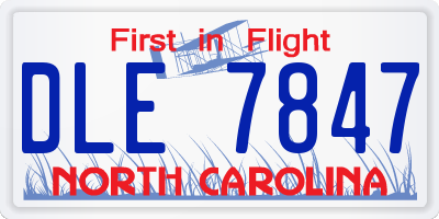 NC license plate DLE7847