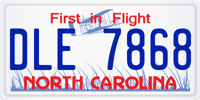 NC license plate DLE7868