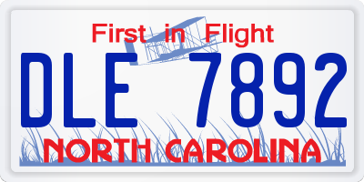 NC license plate DLE7892