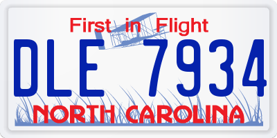 NC license plate DLE7934