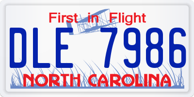 NC license plate DLE7986