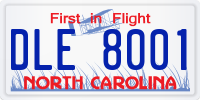 NC license plate DLE8001