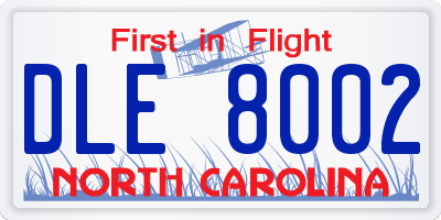 NC license plate DLE8002
