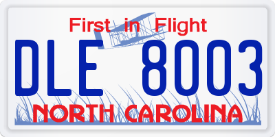 NC license plate DLE8003