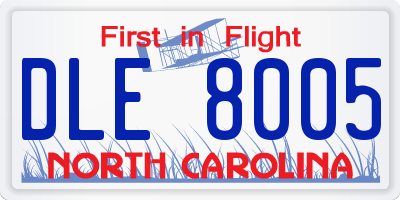 NC license plate DLE8005