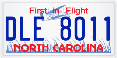 NC license plate DLE8011