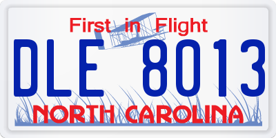 NC license plate DLE8013
