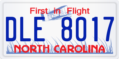 NC license plate DLE8017
