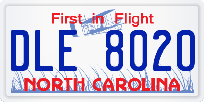 NC license plate DLE8020