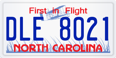 NC license plate DLE8021