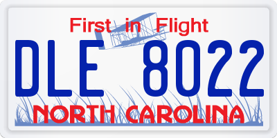 NC license plate DLE8022
