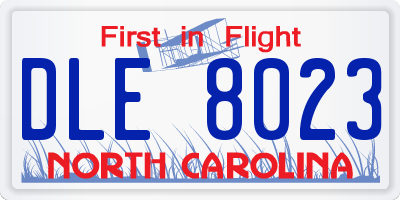 NC license plate DLE8023