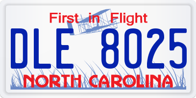 NC license plate DLE8025