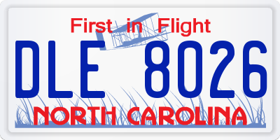 NC license plate DLE8026