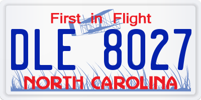 NC license plate DLE8027