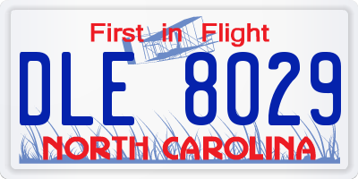 NC license plate DLE8029