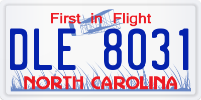 NC license plate DLE8031