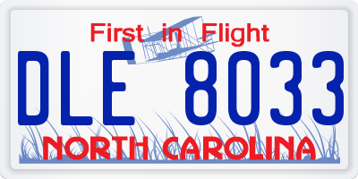 NC license plate DLE8033