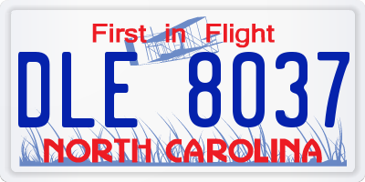 NC license plate DLE8037