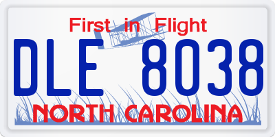 NC license plate DLE8038